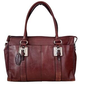 Wilsons Leather Computer Bag Attache 100% Genuine Leather Oxblood Red/Brown